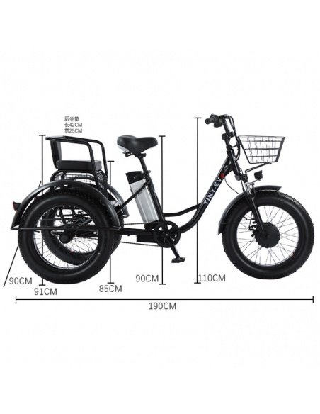 Elektro-Dreirad Fatbike Cross mit 2 Sitzplätzen für Menschen mit eingeschränkter Mobilität, 500 Watt – Bild 15