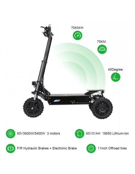 E-Scooter FALCON mit 3 Rädern, 5600 Watt, 3 Motoren, 60V 31Ah – Bild 13