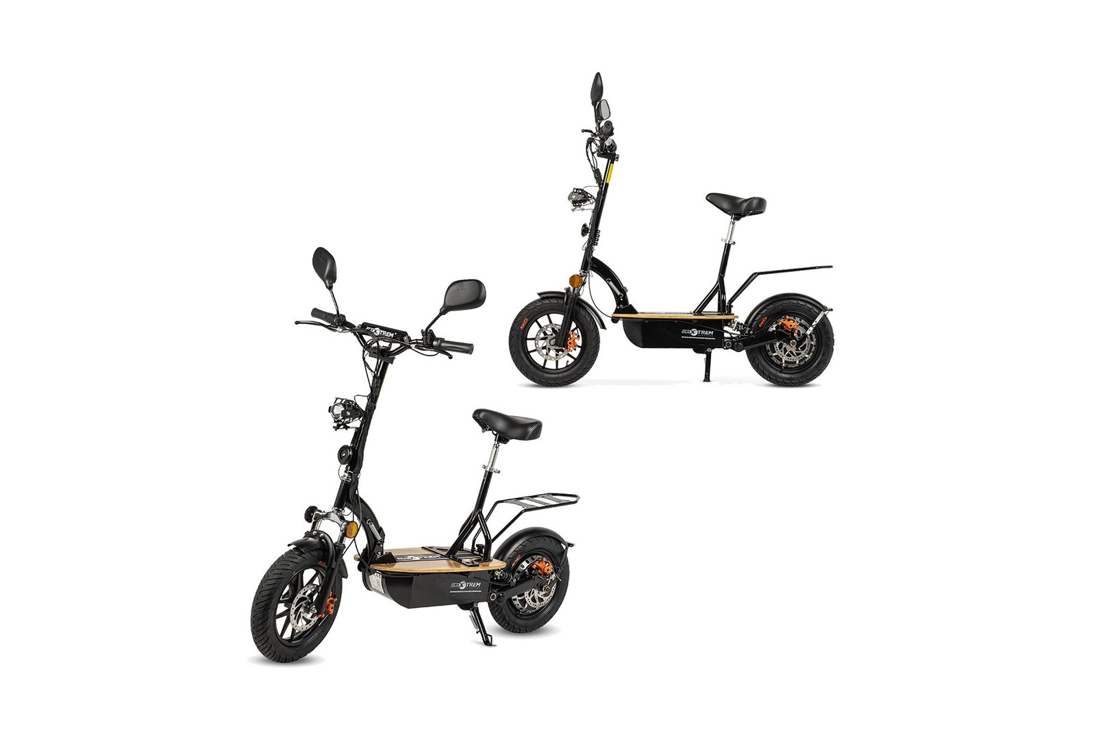 E-Scooter Renton 1200 Watt mit Lithium-Akku, Sitz und Halterung für Gepäckkorb